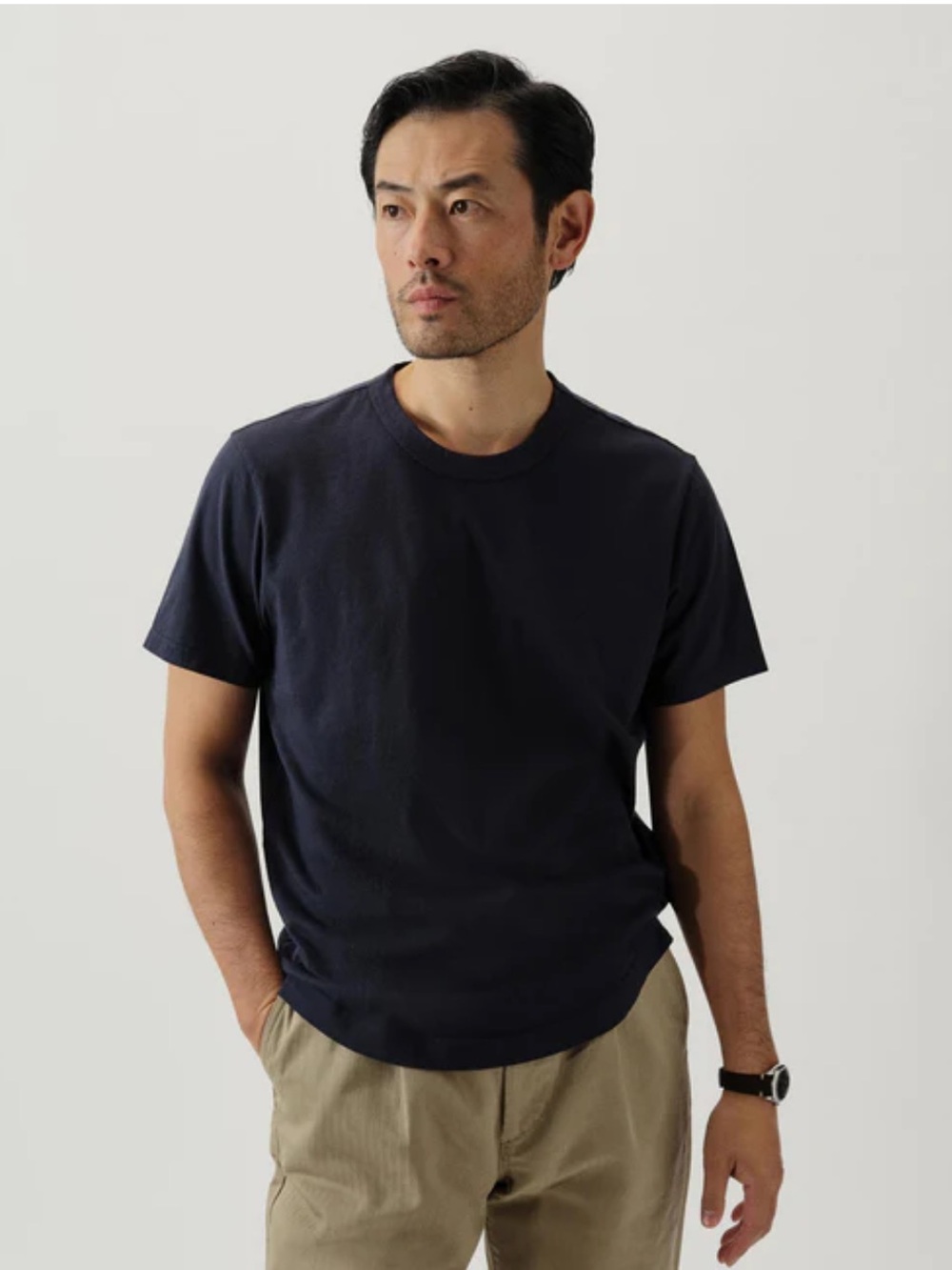 Buck Mason Baltic blue pima cotton curved hem short sleeve tee shirt M new flaw